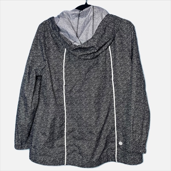 T by Talbots geometric pattern hooded windbreaker jacket size LP Large Petite - Picture 5 of 7